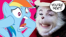 Size: 336x188 | Tagged: safe, imported from derpibooru, rainbow dash, screaming, speech bubble, the cat in the hat, thumbnail, wat, youtube link