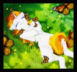 Size: 2230x2081 | Tagged: safe, artist:opalacorn, imported from derpibooru, oc, oc only, butterfly, pony, unicorn, high res, solo