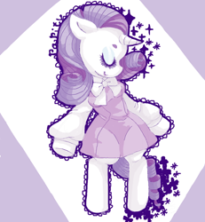 Size: 600x650 | Tagged: safe, artist:nonananana, imported from derpibooru, rarity, anthro, pony, bipedal, clothes, dress, eyes closed, eyeshadow, female, makeup, simple background, solo