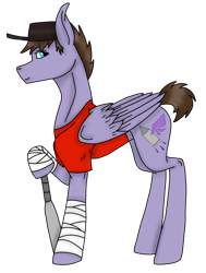 Size: 2952x3915 | Tagged: safe, artist:agdapl, imported from derpibooru, pegasus, pony, arm wraps, baseball bat, clothes, crossover, hat, high res, ponified, scout, simple background, smiling, species swap, team fortress 2, transparent background, wings