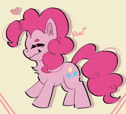 Size: 1134x1019 | Tagged: safe, artist:dearysnowy, artist:kokoaapuff, imported from derpibooru, pinkie pie, earth pony, pony, chest fluff, eyes closed, female, heart, mare, profile, solo