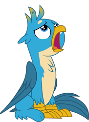 Size: 2185x3000 | Tagged: safe, artist:frownfactory, imported from derpibooru, gallus, griffon, teacher of the month (episode), spoiler:interseason shorts, beak, exasperated face, high res, male, open beak, open mouth, simple background, sitting, solo, talons, transparent background, vector, wings