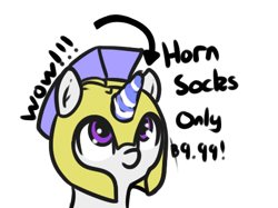 Size: 471x353 | Tagged: source needed, useless source url, safe, artist:neuro, imported from derpibooru, oc, oc only, pony, unicorn, armor, bust, clothes, female, guardsmare, helmet, horn, horn sock, looking up, mare, portrait, royal guard, simple background, socks, striped socks, text, transparent background