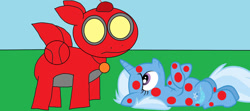 Size: 1280x568 | Tagged: safe, artist:disneyponyfan, imported from derpibooru, trixie, oc, pony, unicorn, 1000 hours in ms paint, crossover, duo, female, little einsteins, male, ponified, rocket, rocket (little einsteins)