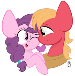 Size: 938x945 | Tagged: safe, artist:sugarcloud12, imported from derpibooru, big macintosh, sugar belle, pony, eyebrows, female, horse collar, male, missing freckles, one eye closed, shipping, simple background, straight, sugarmac, transparent background