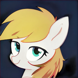 Size: 1024x1024 | Tagged: safe, artist:thisponydoesnotexist, edit, oc, oc only, oc:aryanne, earth pony, pony, earth pony oc, female, mare, nazi, neural network, smiling, solo