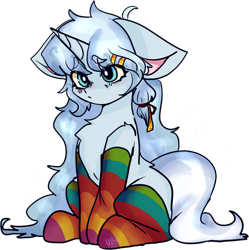 Size: 1340x1345 | Tagged: safe, artist:ube, artist:ubebreb, imported from derpibooru, oc, oc:ghostie whosty, ghost, pony, undead, unicorn, fallout equestria, ashes town, clothes, fallout equestria oc, floppy ears, simple background, socks, spooky, stable dweller, striped socks, transparent background