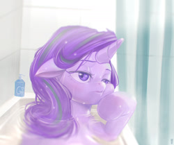 Size: 2000x1674 | Tagged: safe, artist:mrs1989, imported from derpibooru, starlight glimmer, pony, unicorn, bath, bathroom, bathtub, solo