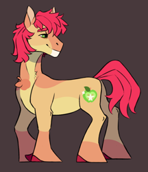 Size: 2000x2316 | Tagged: safe, artist:eeelt, imported from derpibooru, bright mac, earth pony, pony, brown background, high res, looking back, male, simple background, smiling, stallion