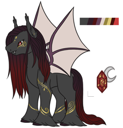 Size: 1446x1500 | Tagged: safe, artist:misskanabelle, imported from derpibooru, oc, oc only, oc:silas, bat pony, pony, bat pony oc, bat wings, hoof fluff, male, reference sheet, signature, stallion, tattoo, wings