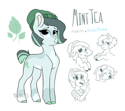 Size: 1993x1771 | Tagged: safe, artist:moccabliss, imported from derpibooru, oc, oc only, oc:mint tea, earth pony, pony, female, mare, offspring, parent:double diamond, parent:marble pie, solo