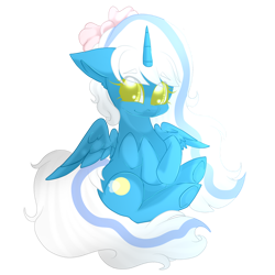 Size: 1024x1024 | Tagged: safe, artist:sakimiaji, imported from derpibooru, oc, oc:fleurbelle, alicorn, adorabelle, alicorn oc, bow, chibi, cute, female, hair bow, horn, looking at you, mare, ocbetes, simple background, smiling, smiling at you, transparent background, wings, yellow eyes