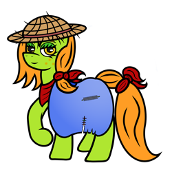 Size: 1024x1024 | Tagged: safe, artist:dice-warwick, imported from derpibooru, oc, oc only, oc:lottery, earth pony, pony, fallout equestria, cloak, clothes, hat, solo, straw hat, tarp