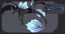 Size: 1200x628 | Tagged: safe, artist:gardenofcandles, imported from derpibooru, oc, oc only, alicorn, hybrid, merpony, pony, seapony (g4), black background, candle, dorsal fin, fin wings, fire, fish tail, flowing tail, horn, jewelry, logo, necklace, pearl necklace, purple eyes, seaponified, simple background, smiling, solo, species swap, tail, unshorn fetlocks, wings