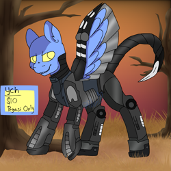 Size: 1439x1439 | Tagged: safe, artist:bluemoon, imported from derpibooru, oc, oc only, pegasus, pony, fallout equestria, armor, commission, enclave, enclave armor, solo, ych example, your character here