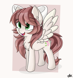 Size: 3000x3200 | Tagged: safe, artist:starmaster, imported from derpibooru, oc, oc:blissy spring, pegasus, pony, happy, high res, smiling, solo, spread wings, wings