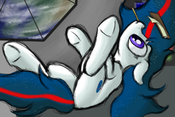 Size: 1950x1300 | Tagged: safe, artist:ahorseofcourse, imported from derpibooru, oc, oc only, oc:nasapone, earth pony, pony, clipboard, earth, female, floating, mare, pencil, solo, space, space station, zero gravity
