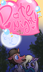 Size: 2000x3334 | Tagged: safe, artist:sierra flyer, imported from derpibooru, derpy hooves, doctor whooves, time turner, oc, pony, comic:date night!, blushing, doctorderpy, female, high res, male, moon, shipping, straight, sweat