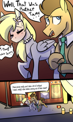 Size: 2000x3334 | Tagged: safe, artist:sierra flyer, imported from derpibooru, derpy hooves, doctor whooves, time turner, oc, earth pony, pegasus, pony, comic:date night!, comic, doctorderpy, female, flower, flower in hair, high res, jewelry, male, mare, necklace, necktie, pearl necklace, shipping, stallion, straight