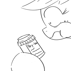 Size: 3000x3000 | Tagged: safe, applejack, earth pony, pony, florida man, laxative, monochrome, pill bottle, pills, simple background, suprised look