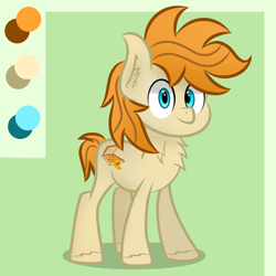 Size: 2500x2500 | Tagged: safe, artist:pizzamovies, imported from derpibooru, oc, oc only, oc:pizzamovies, earth pony, pony, chest fluff, color palette, ear fluff, food, high res, looking at you, male, pizza, pizza box, reference sheet, simple background, smiling, solo