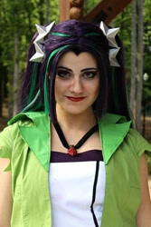 Size: 640x960 | Tagged: safe, artist:sarahndipity cosplay, imported from derpibooru, aria blaze, human, equestria girls, clothes, cosplay, costume, gem, irl, irl human, jewelry, necklace, photo, siren gem