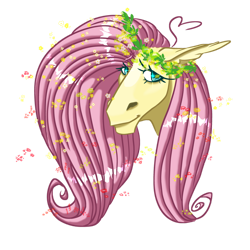 Size: 1280x1280 | Tagged: safe, artist:d3pressedr4inbow, imported from derpibooru, fluttershy, pegasus, pony, bust, female, floral head wreath, flower, hoers, mare, simple background, solo, transparent background