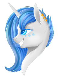 Size: 1000x1258 | Tagged: safe, artist:schokocream, imported from derpibooru, oc, oc only, oc:moonbeam, pony, unicorn, ear piercing, eyelashes, female, grin, mare, piercing, simple background, smiling, solo, transparent background