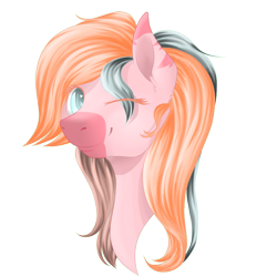 Size: 1000x1000 | Tagged: safe, artist:schokocream, imported from derpibooru, oc, oc only, earth pony, pony, bust, earth pony oc, female, mare, one eye closed, simple background, solo, transparent background, wink