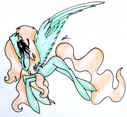 Size: 2199x2033 | Tagged: safe, artist:beamybutt, imported from derpibooru, oc, oc only, pegasus, pony, eyelashes, female, high res, looking up, mare, pegasus oc, signature, solo, traditional art, wings