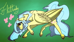 Size: 1920x1080 | Tagged: safe, artist:bumblekitty82, imported from derpibooru, fluttershy, pegasus, pony, alternate design, alternate hair color, solo