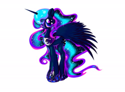 Size: 1900x1400 | Tagged: safe, artist:shadowhawx, artist:shadowhawx95, imported from derpibooru, princess luna, alicorn, pony, ethereal mane, galaxy mane, solo, spread wings, wings