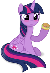 Size: 3193x4673 | Tagged: safe, artist:anime-equestria, imported from derpibooru, twilight sparkle, alicorn, pony, :3, blushing, burger, cute, female, food, happy, hay burger, horn, mare, show accurate, simple background, smiling, solo, transparent background, twiabetes, twilight burgkle, twilight sparkle (alicorn), vector, wings