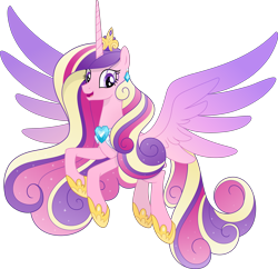 Size: 4732x4583 | Tagged: safe, artist:inaactive, artist:pumpkinpieforlife, imported from derpibooru, princess cadance, alicorn, pony, absurd resolution, alternate design, colored wings, female, gradient wings, hoof shoes, large wings, long mane, long tail, older, older princess cadance, peytral, princess shoes, simple background, solo, spread wings, tail, tall, transparent background, vector, wings