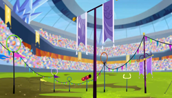 Size: 1280x727 | Tagged: safe, imported from derpibooru, screencap, equestria games (episode), background, banner, crowd, crystal empire, scenic ponyville, stadium
