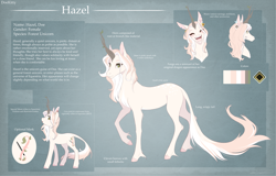 Size: 5131x3294 | Tagged: safe, artist:doekitty, imported from derpibooru, oc, oc:hazel, oc:hazel (doekitty), pony, unicorn, female, mare, reference sheet, solo, wood horn