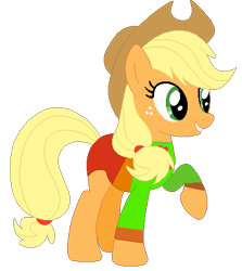 Size: 391x438 | Tagged: safe, artist:selenaede, artist:user15432, imported from derpibooru, applejack, earth pony, pony, base used, clothes, cowboy hat, cutie mark, cutie mark on clothes, hat, leotard, olympics, raised hoof, simple background, solo, sports, sports outfit, sporty style, swimsuit, transparent background