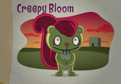 Size: 1058x737 | Tagged: safe, artist:culu-bluebeaver, imported from derpibooru, apple bloom, squirrel, series:everything is broken, background, creepy bloom, creepybloom, female, happy tree friends, scary eyes, shadow, solo, species swap, squirrelification, this will end in death, this will end in pain, this will not end well