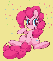 Size: 747x857 | Tagged: safe, artist:dreamland200, artist:dreamland7777, artist:memorizor, imported from derpibooru, pinkie pie, earth pony, pony, confetti, cute, diapinkes, eyes open, happy, smiling, solo, underhoof