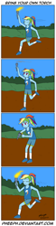 Size: 661x2667 | Tagged: safe, artist:pheeph, imported from derpibooru, rainbow dash, equestria girls, cheating, comic, lighter, old master q, olympic torch, parody, torch