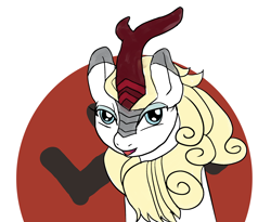 Size: 2374x1943 | Tagged: safe, artist:buttercupsaiyan, oc, oc only, oc:aryanne, kirin, art pack:marenheit 451 charity stream, female, kirin-ified, mare, nazi, nazipone, open mouth, simple background, solo, species swap, swastika, white background