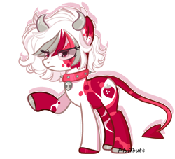 Size: 1600x1455 | Tagged: safe, artist:f-luffbutt, imported from derpibooru, oc, earth pony, pony, devil tail, female, horns, mare, simple background, solo, transparent background
