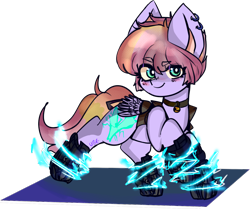 Size: 1396x1168 | Tagged: safe, artist:ube, artist:ubebreb, imported from derpibooru, oc, oc:charged battery, pegasus, fallout equestria, ashes town, electricity, fallout equestria oc, powerhooves, smug