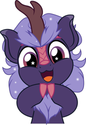 Size: 3434x5000 | Tagged: safe, artist:jhayarr23, imported from derpibooru, oc, oc:night glow, kirin, cute, goody greeting meme, happy, starry eyes, wingding eyes