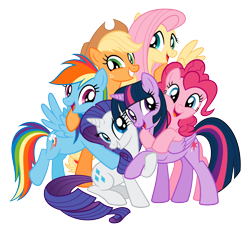 Size: 2048x1901 | Tagged: safe, imported from derpibooru, applejack, fluttershy, pinkie pie, rainbow dash, rarity, twilight sparkle, alicorn, cute, group hug, hug, mane six, simple background, stock vector, transparent background, twilight sparkle (alicorn)