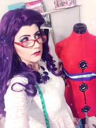 Size: 720x960 | Tagged: safe, artist:sarahndipity cosplay, imported from derpibooru, rarity, human, clothes, cosplay, costume, glasses, irl, irl human, measuring tape, photo