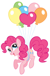 Size: 1352x2048 | Tagged: safe, imported from derpibooru, pinkie pie, earth pony, pony, balloon, cute, diapinkes, female, floating, happy, heart balloon, mare, simple background, solo, stock vector, that pony sure does love balloons, then watch her balloons lift her up to the sky, transparent background