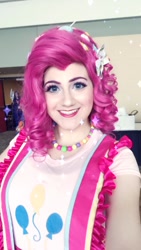 Size: 540x960 | Tagged: safe, artist:sarahndipity cosplay, imported from derpibooru, pinkie pie, human, clothes, cosplay, costume, irl, irl human, jewelry, necklace, photo