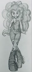 Size: 677x1522 | Tagged: safe, artist:shadowhawx, artist:shadowhawx95, imported from derpibooru, adagio dazzle, equestria girls, grin, hand on hip, looking at you, pencil drawing, smiling, solo, traditional art