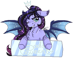 Size: 370x300 | Tagged: safe, artist:inspiredpixels, imported from derpibooru, oc, oc only, bat pony, pony, bat pony oc, bat wings, bust, chest fluff, female, floppy ears, freckles, mare, one eye closed, pixel art, solo, spread wings, wings